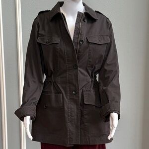 Banana Republic Dark Brown Utility Jacket with Drawstring Waist – Size Medium